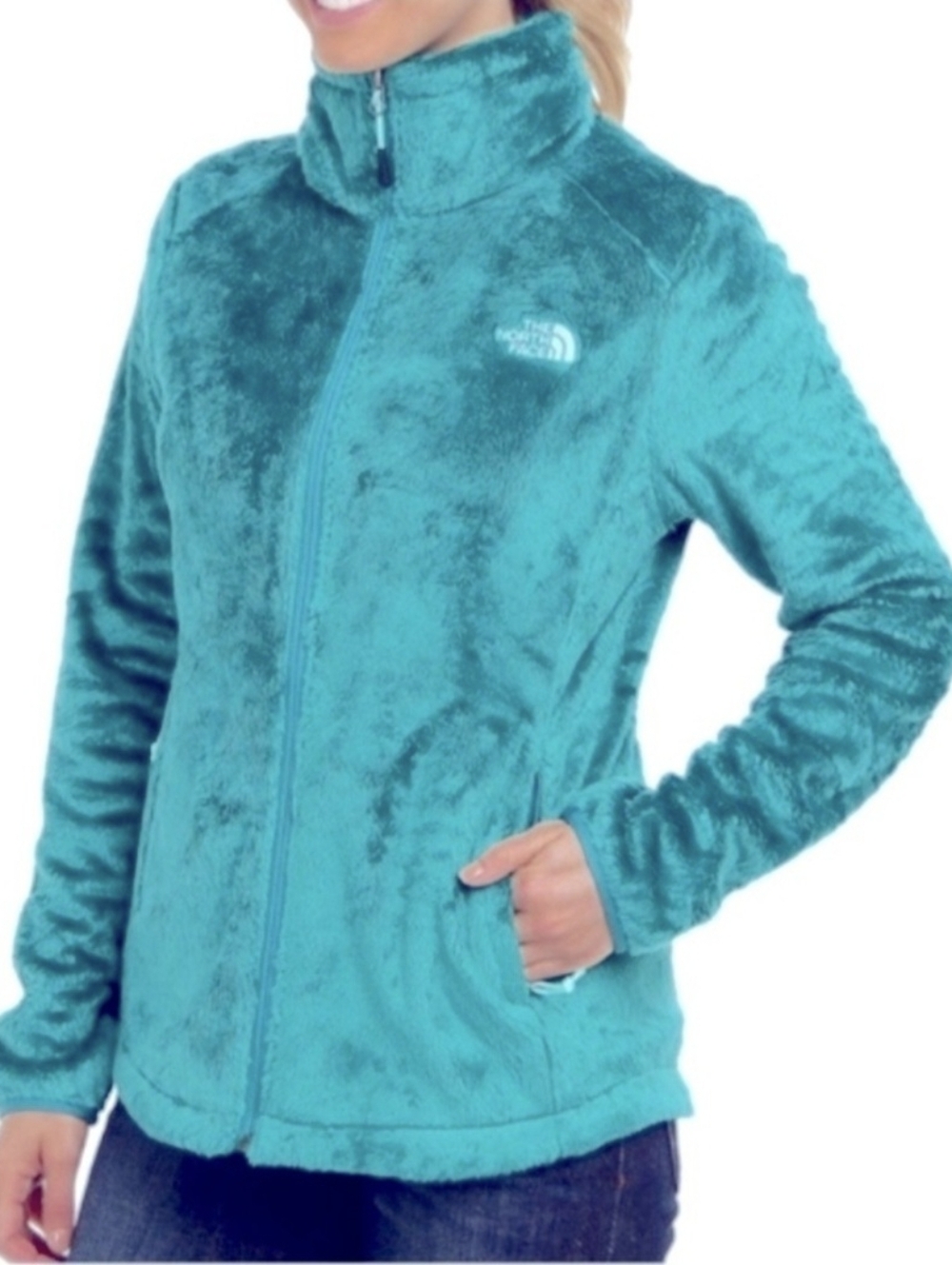 The North Face Women's Teal Osito Luxe Zip Up Fleece Jacket ~ Size Medium